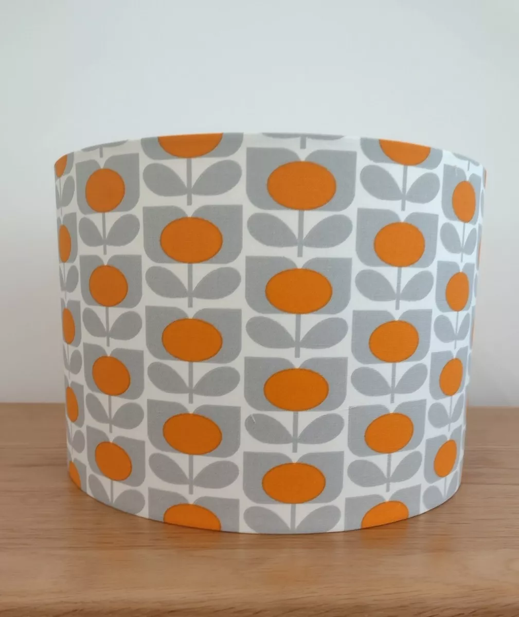 Orla Kiely Lampshade Handmade Made In Ditsy Cyclamen Orange Fabric
