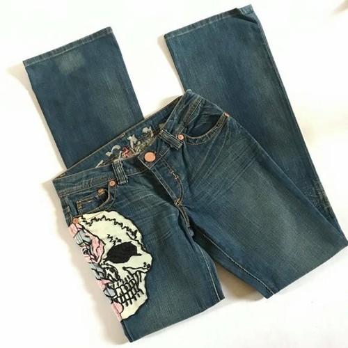 GRAIL Sugar Skull Embroidered Bootcut 