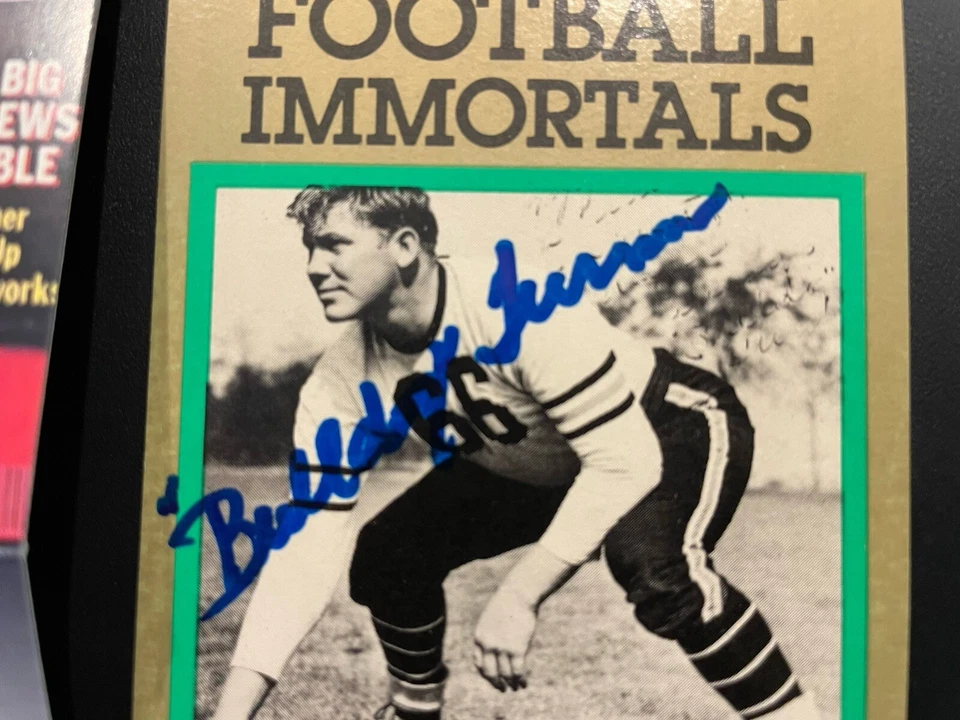 Clyde Bulldog Turner Signed 1985 Football Immortals Autograph Card HOF Bears JSA - Image 3 of 4