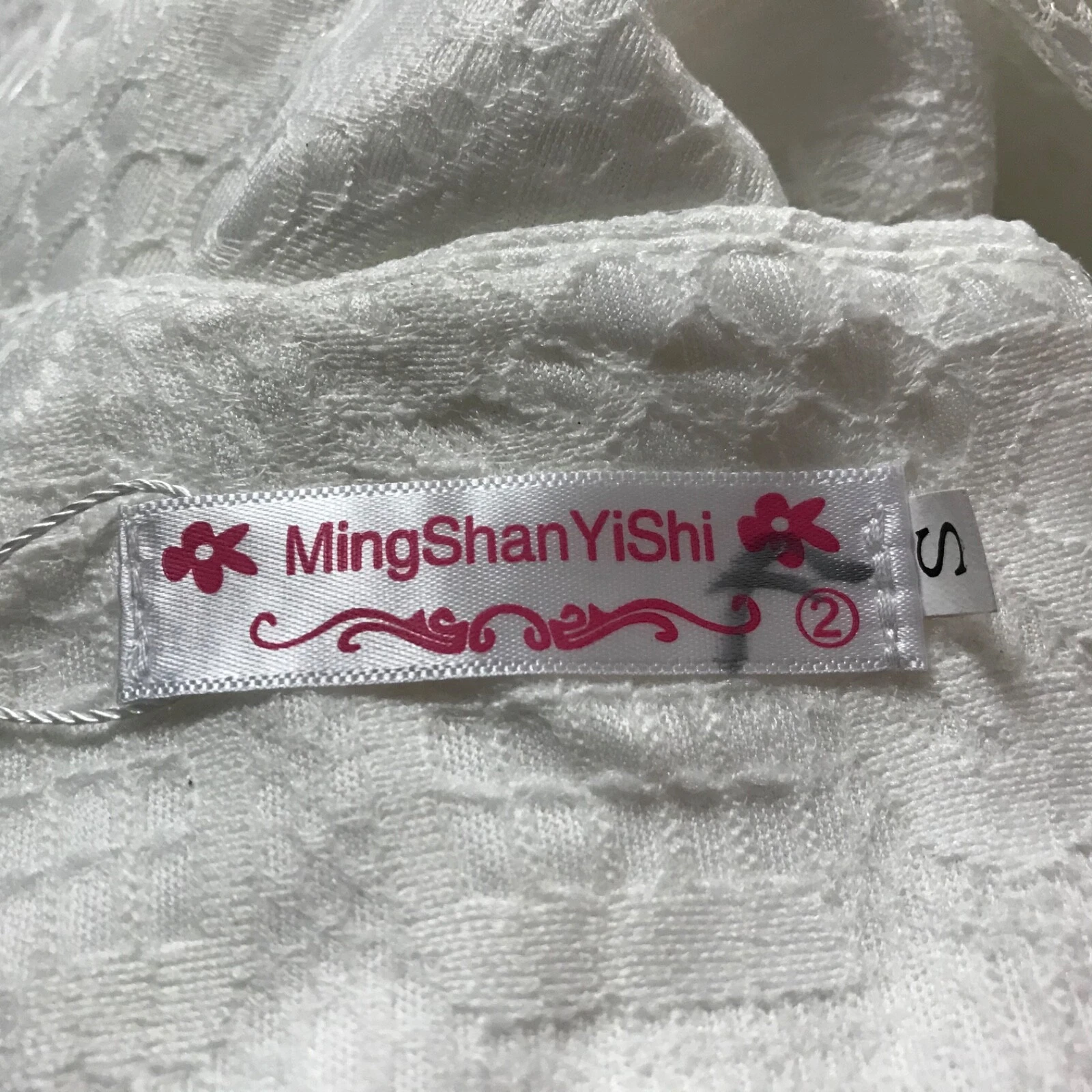 OFF WHITE Abito nuovo adorabile pizzo floreale overlay fit svasato mini prendisole taglia S bianco sporco