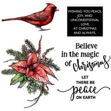 Christmas Holly Cardinal Bird Let There Be Peace Metal Cutting Dies Clear Stamps