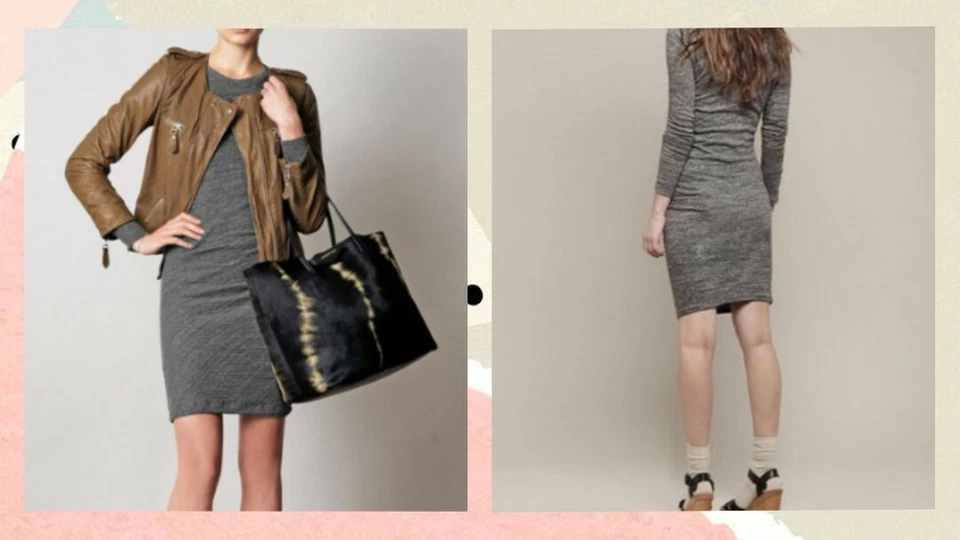 Vestido Jersey ISABEL MARANT ETOILE Para Mujer Talla L (FR 40) "Ela" Gris Lados Acanalados Foto 2 de 4