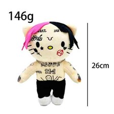 Lil Peep Pink And Black Hair Kitty Plush Doll Toy