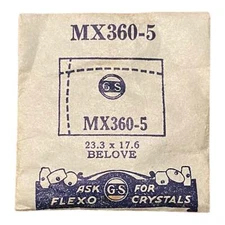 Germanow-Simon Mach (GS) MX360-5 Watch Crystal 23.3x17.6 NOS Part Flexo Belove