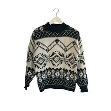 Vintage Demetre Sweater Womens Medium 80s Wool Blend Ski Geometric Knit