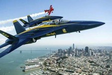 Reimpresión de foto sobrevuelo USN Blue Angels F/A 18 Hornet San Francisco 4x6 #4019