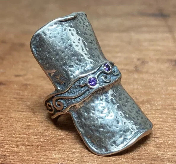 Anillo Shablool único Israel plata esterlina con amatista talla 7,5 Foto 3 de 4