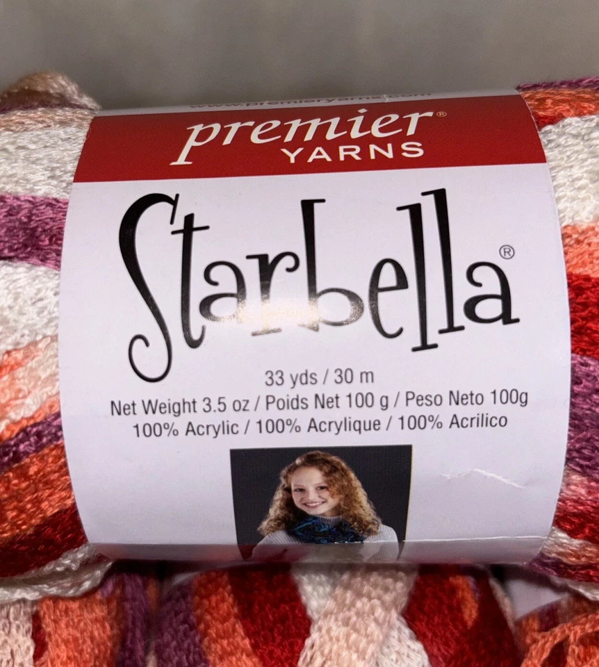 Premier Yarns Starbella Yarn Happy Pinks Color 04 Acrylic 6 PLY Lot Of 4 - Image 2 of 3