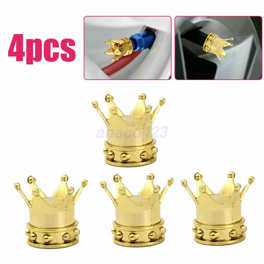 4pcs Crown Car Tire Valve Caps Tyre Valve Stem Cover Air Dust Wheel Rim Cap ABS - Foto 12