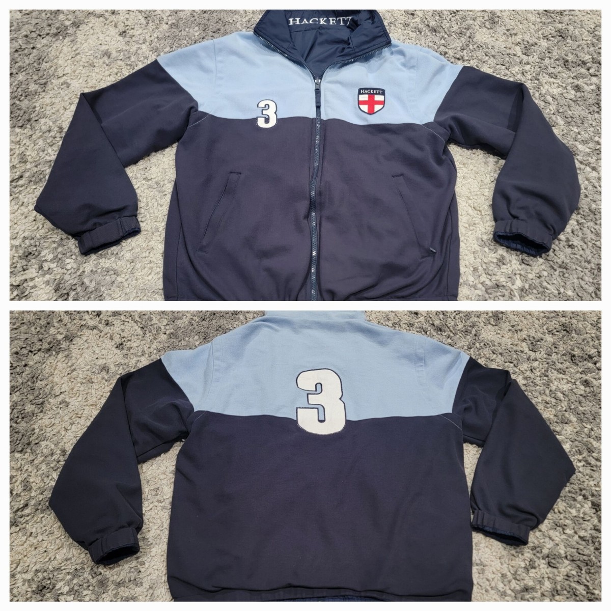 Mens Reversible Hackett #3 Jacket Coat Size Medium/Large Blue Full 