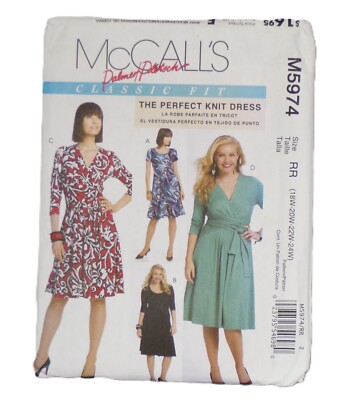 McCalls M5974 The Perfect Knit Dress Palmer  18 To 24 Plus Size Pattern UNCUT