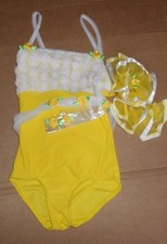 NWOT BUTTERCUP YELLOW Dance COSTUME leotard small child Rosette bodice