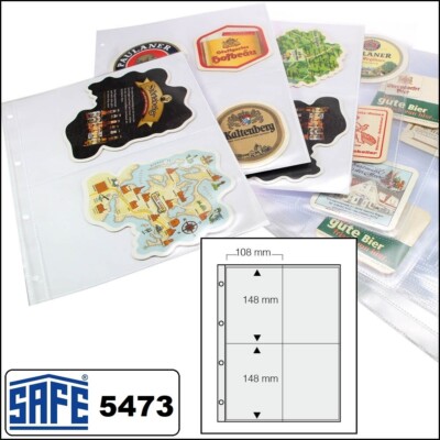 50-SAFE-5473-Einsteckblätter-Bierdeckel-Sammelhüllen-A4-4x-100x150mm
