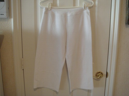 GARNET HILL GIRLS WHITE TERRY CLOTH CAPRI PANTS 14 EUC