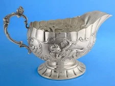 800 Silver Gravy Sauce Boat STORCK & SINSHEIMER Hanau Germany ~ Angels Cherubs
