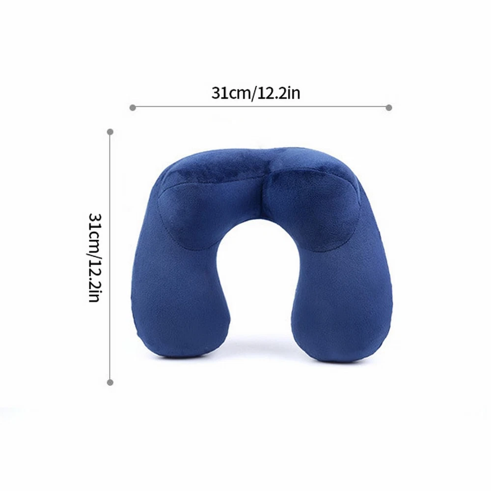 Soft U-Shaped Inflatable Travel Neck Pillow for Airplanes and Cars