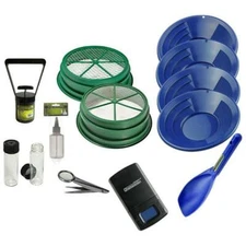  Blue  Pans Large Gold 1/2" & 1/8" Classifier Screen & Gold Panning Kit & More
