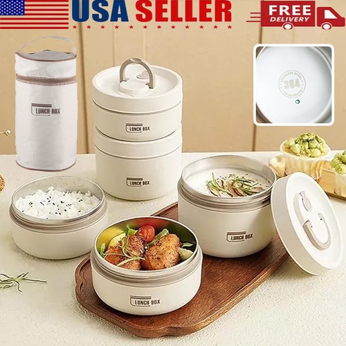 Stackable Stainless Steel Thermal Compartment Lunch/Snack Box Insulated Bento - Picture 2 of 13