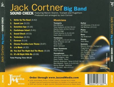 JACK CORTNER - SOUND CHECK * NEW CD