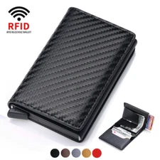 ID Credit Bank Card Holder Wallet Luxury Brand Men anti Rfid Blocking Protected 