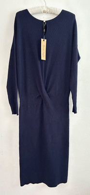 Phase Eight Annis Twist Strickpulloverkleid Damen marineblau Größe 16 neu mit Etikett