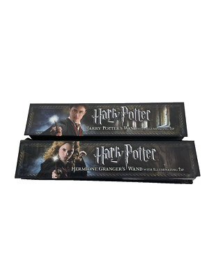 Harry Potter & Hermione Wands with Illuminating Tips Noble Collection 14-Inch