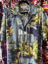 Tommy Bahama Silk Hawaiian Button-Up Men’s M King of the Blues New Orleans Jazz