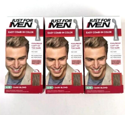 3 Pack Just For Men Easy Comb In No-Mix Hair Color Dark Blond A-15 A15 A 15