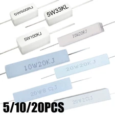 5/10/20PCS 5W 10W 20W Wirewound Cement Resistor Ceramic Horizontal Resistors