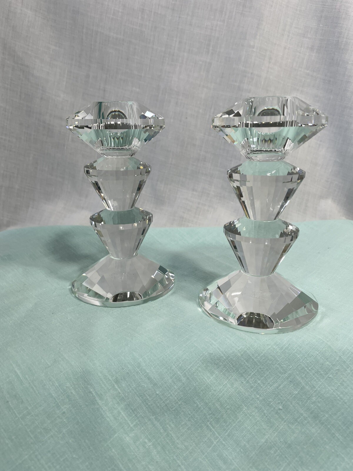 Set of 2 Vintage Exquisite SD Simon & Designs Crystal Candlestick