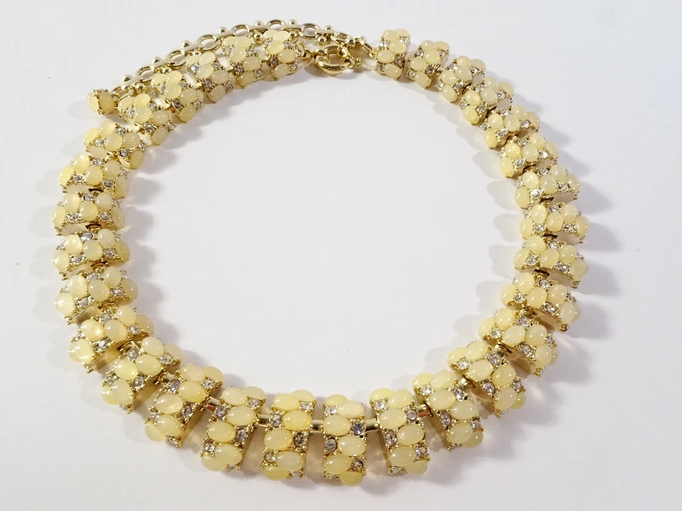 Collar de eslabones de burbuja redondos de cristal ovalado ópalo amarillo J.Crew para mujer nuevo sin etiquetas 150 Foto 2 de 4