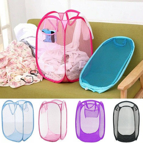 Laundry Bag Bin PopUp Mesh Washing Foldable Laundry Basket Bag Hamper