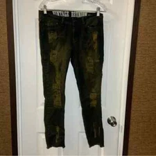 Vintage Reunion Rewash Blue/Brown Distressed Skinny Jeans 7/28