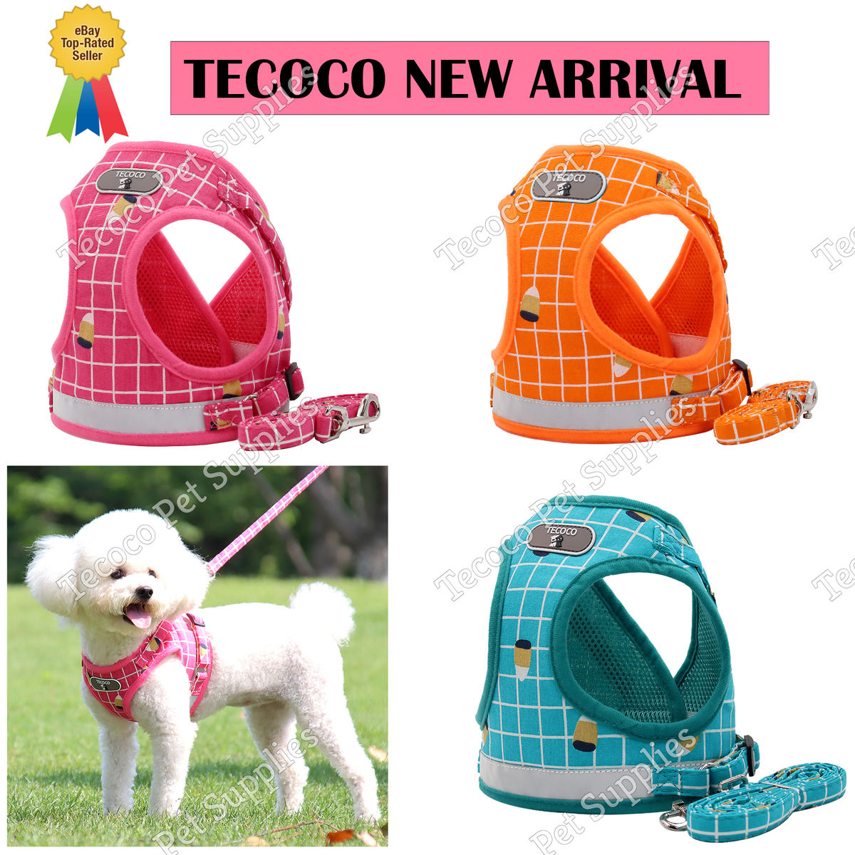 Tecoco Dog Cat Small Harness Lead Pet Puppy Reflective Breathable