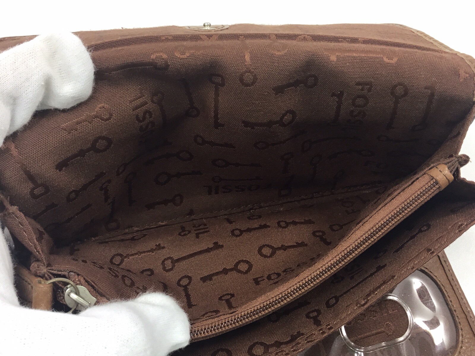 FOSSIL TRI MULTIFUNCTION BROWN LEATHER WALLET - image 12