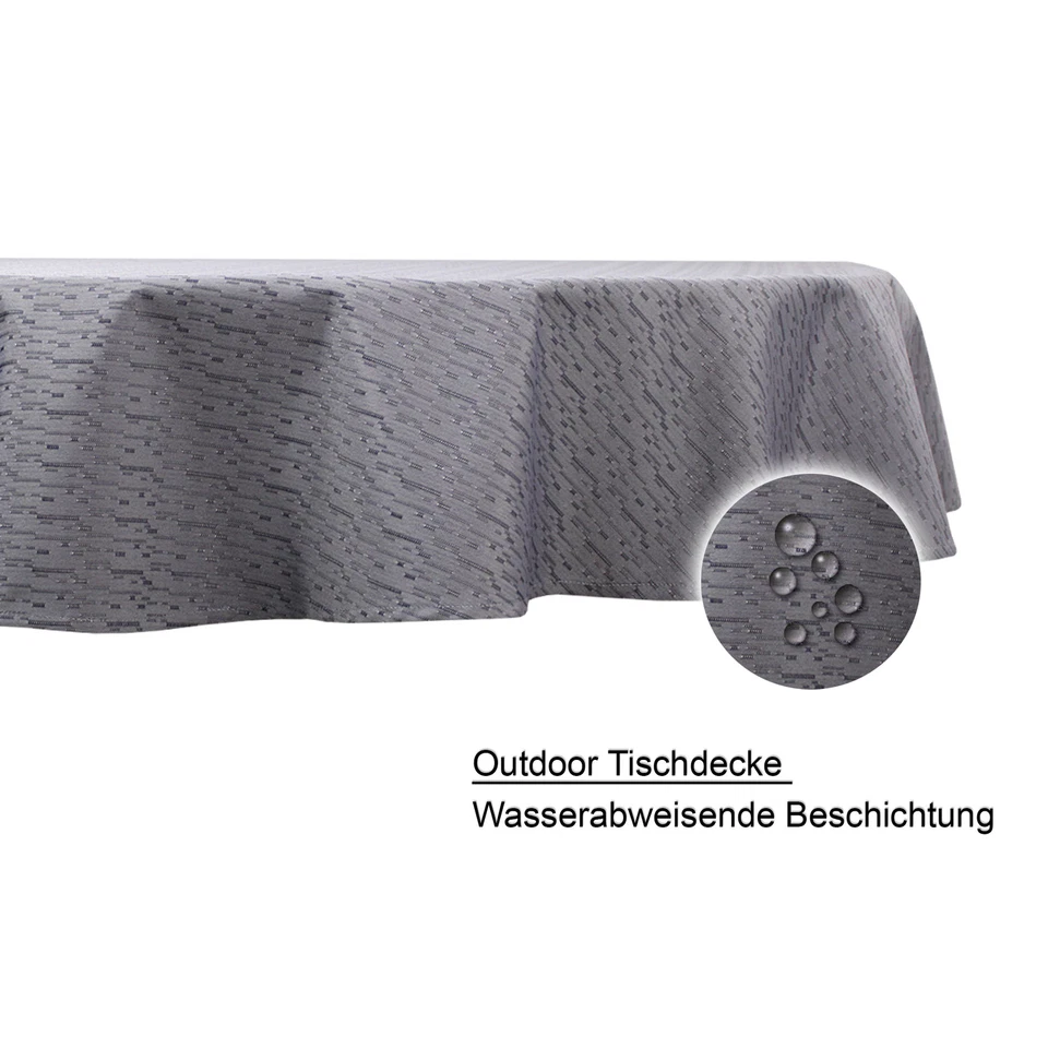 Tischdecke Outdoor ø 145 cm rund Jacquard wasserabweisend Garten Terrasse Balkon - Bild 4 von 4