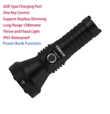 Mateminco 3000lm 1200 Meter Beam Power Bank Flashlight USB C Rechargeable Throw