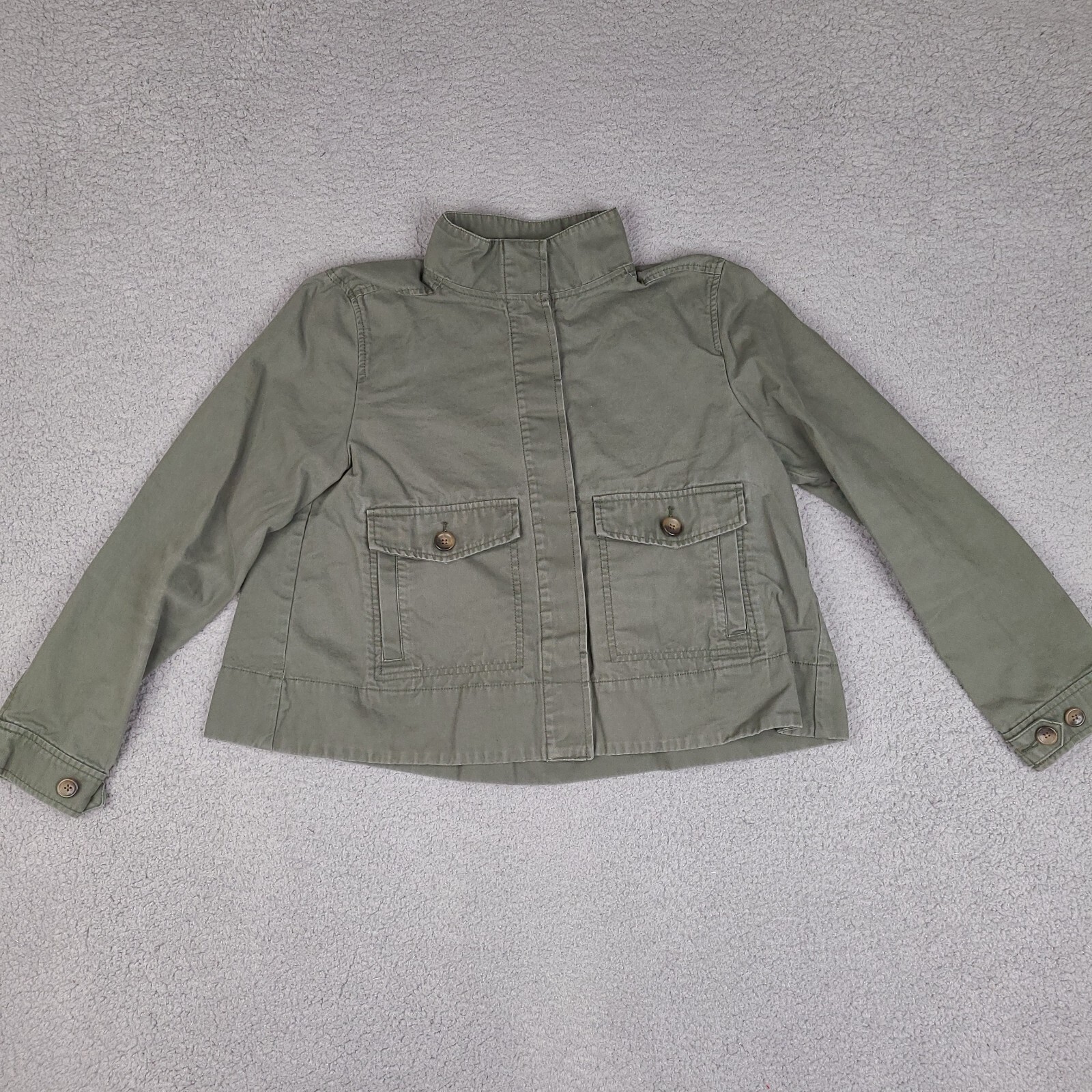 GAP Military Jacket Womens Medium Green Khaki Cropped Long Sleeve