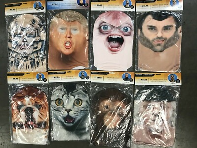Faux Real Halloween Masks Choose Your Style Trump Handsome Cat Dog Tattoo Face