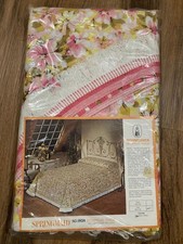 Vtg Springmaid No-Iron Bedspread Throw Full Size Gardens Pattern Pink Floral