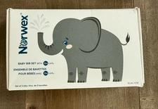 NEW Norwex Baby Bib Set With BacLock Gray Triangle 3 Bibs 12 cm Open Box