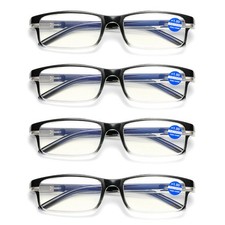 4 Pack Reading Glasses New Fashion Spring Leg Anti-Blue-Ray Reader 1.0 4.0