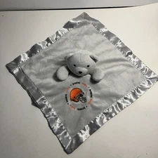 Baby Fanatic NFL Cleveland Browns Lovey 14” x 14” Blanket Gray Satin Trim