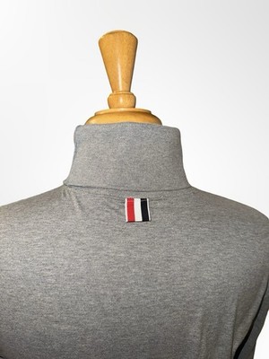Thom Browne Turtleneck Grosgrain Trim Cotton Grey sz 3 US 8 Japan Made NWOT