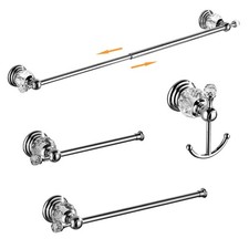 Crystal Bathroom Hardware Set,Adjustable Towel Rack, Toilet Roll Paper Holder...
