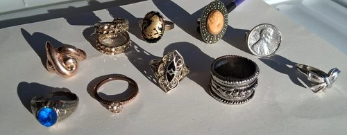 10 Vintage Fashion Rings Silver/ Gold Tone Costume Jewelry Old Avon +