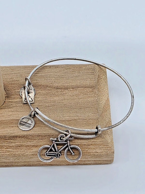 Alex and Ani Bicycle Charm Bangle Rafaelian Silver Expandable Bracelet