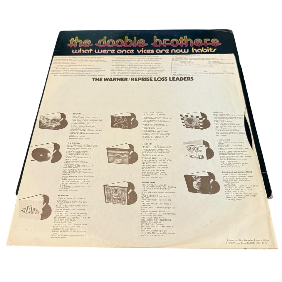The Doobie Brothers What Were Once Vices Are Now Habits Vinyl Record US 1974 - Image 4 of 4