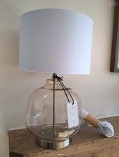 Next Connor Clear Glass Table Lamp with Shade - NEW