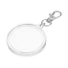 Plastic Round Coin Holder Keychain Case with Key Ring Buckle Silver